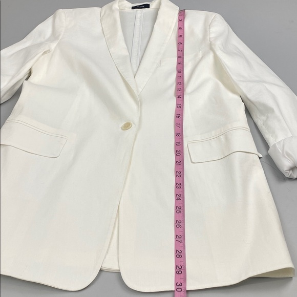 Theory Rolled Sleeve One Button Blazer White Size 6 Minimalist Modern Old Money - Picture 14 of 16